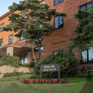 Exterior of the front of Durfee Residential Hall