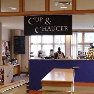 The Cup & Chaucer is a coffee shop in Van Wylen Library