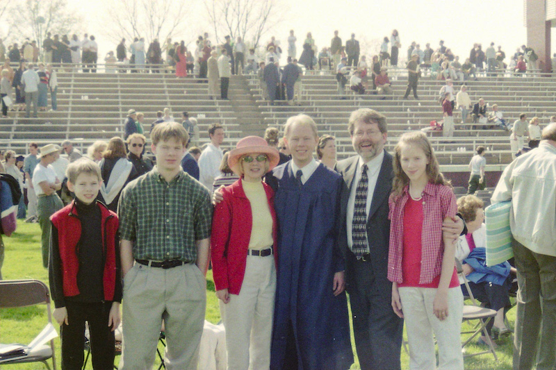 A picture of Matt and his family as a college student